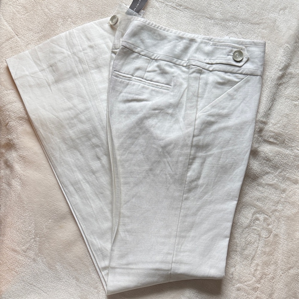NWT The Limited Women's White linen Cassidy fit Boot Cut dress Pants
